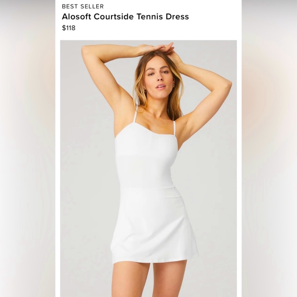 Alo Yoga Alosoft Courtside Tennis Dress (white, medium)
